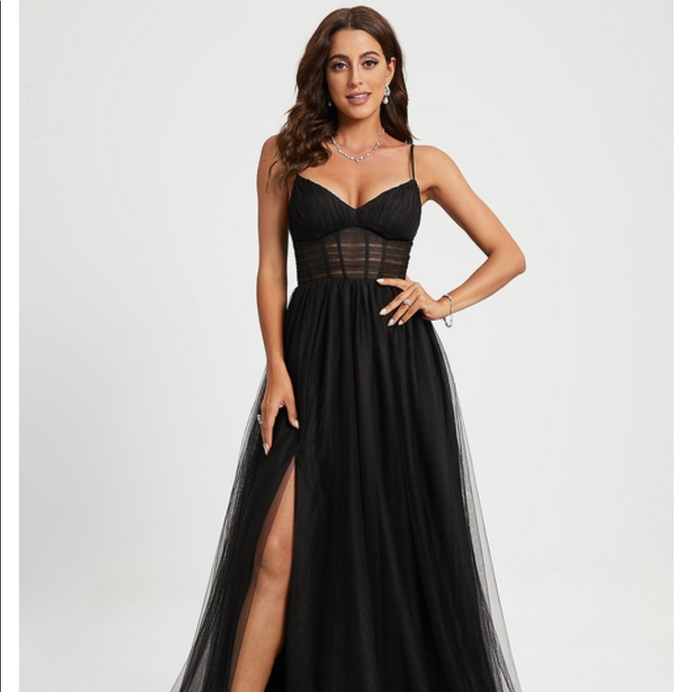 Navy blue ballgown dress